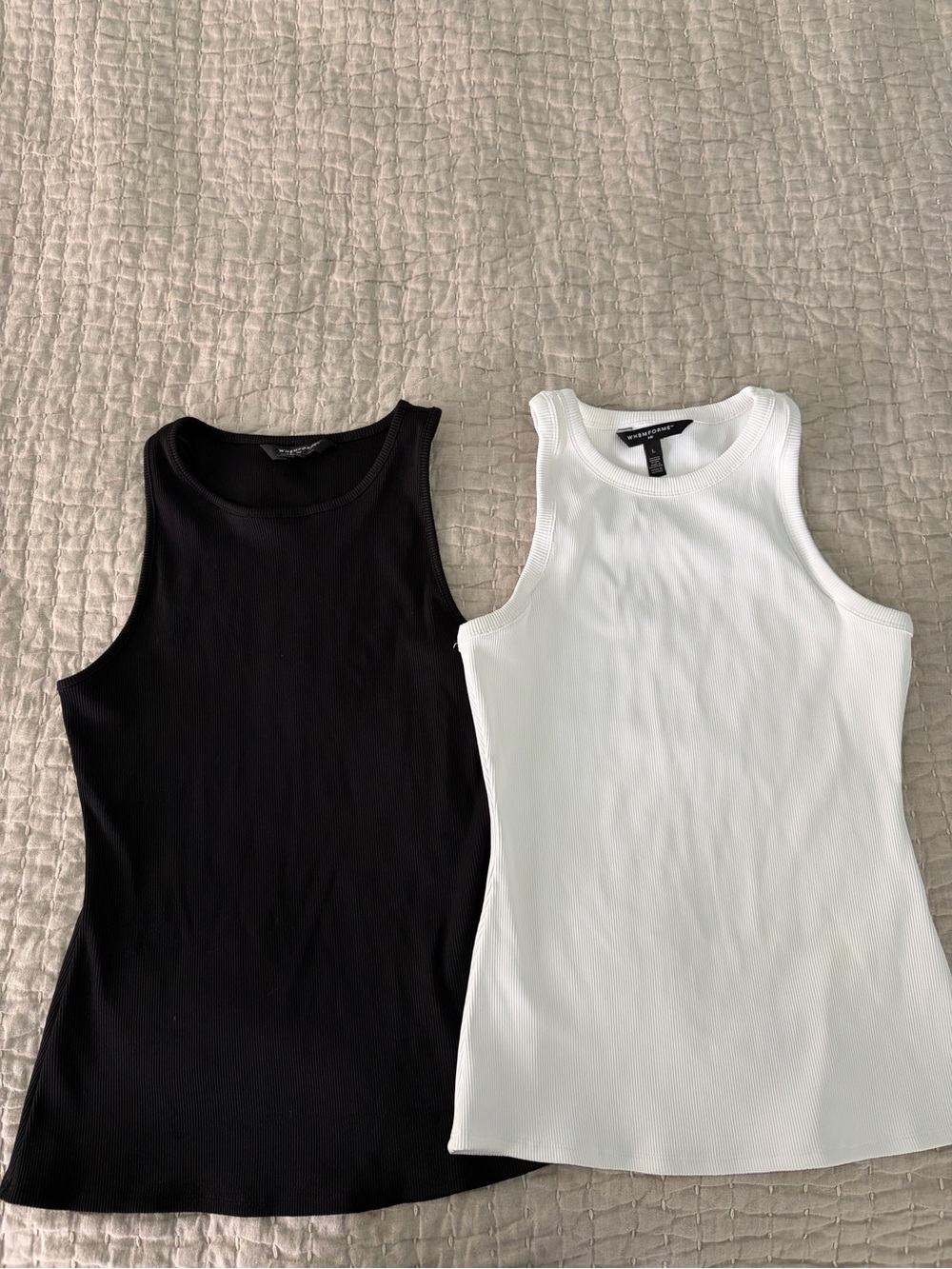 Like New Set of 2 WHBM Forme Classic Ribbed Tank Tops - Black and White